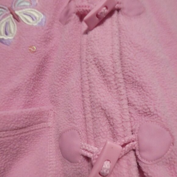 ADORABLE JR TOO | size 6 girls, kids | Pink Fleece Hooded Pea Coat | Butterflies - Picture 11 of 16